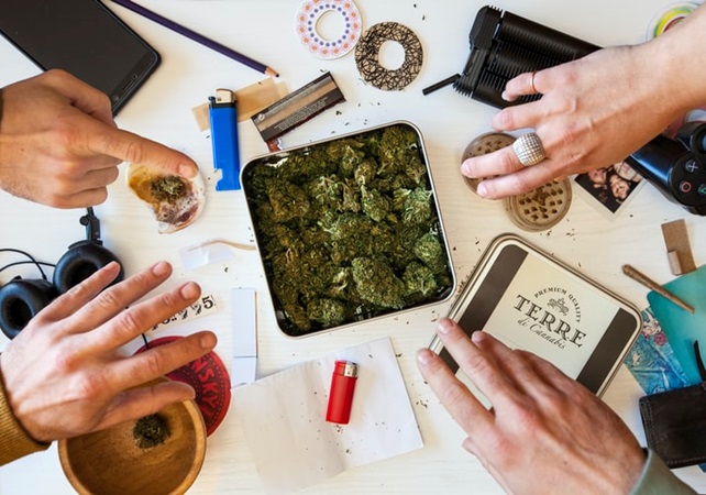 a box with cannabis
